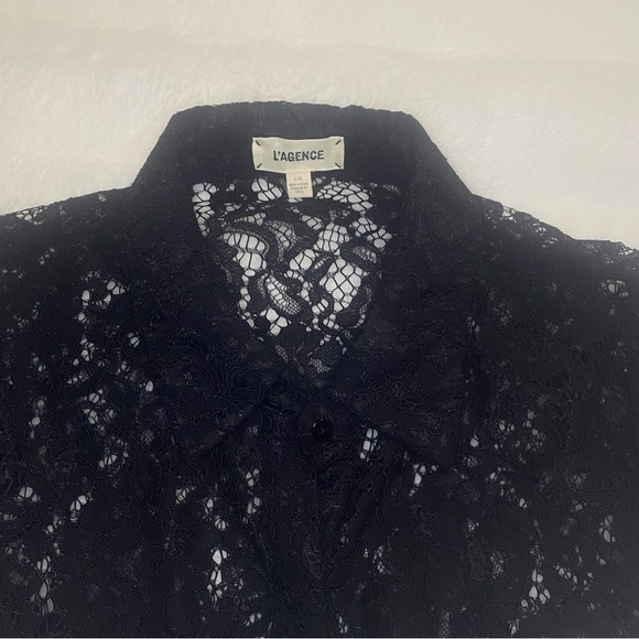 Like New/EUC L'Agence Carter Black Long Sleeve Lace Blouse - Size L - Picture 7 of 12